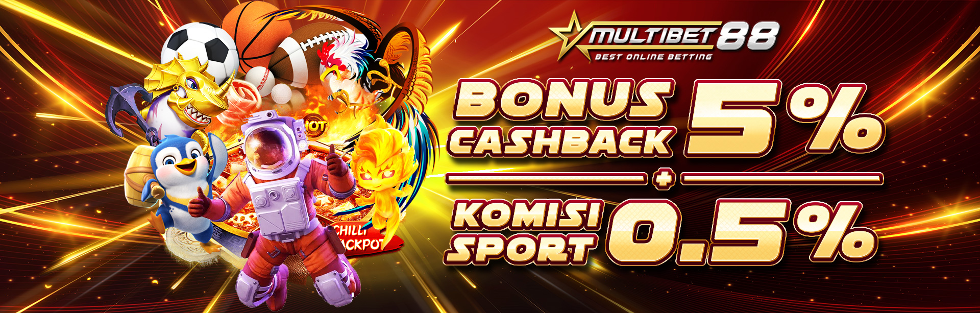 BONUS CASHBACK 5% + KOMISI 0.5% SPORT