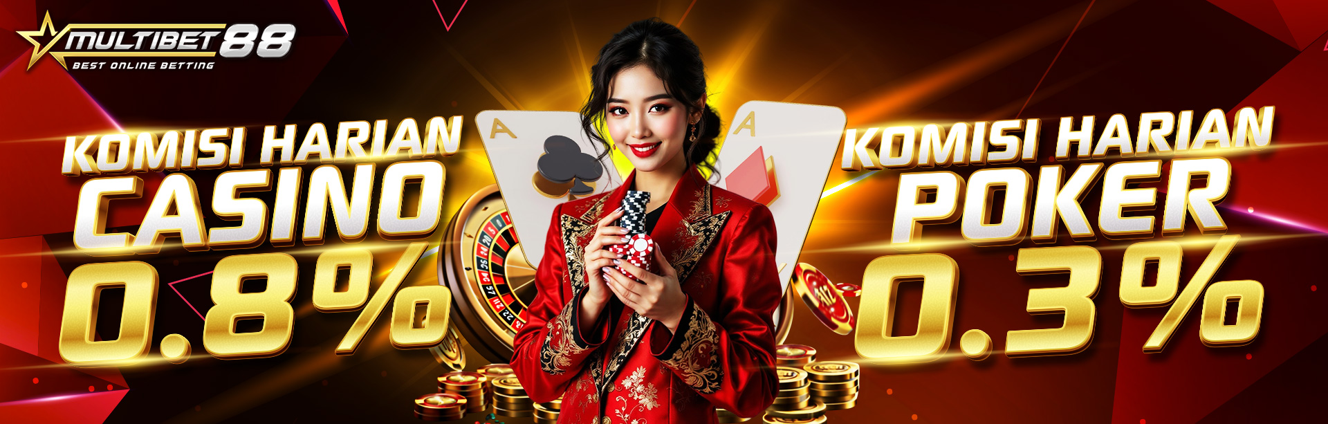 KOMISI HARIAN CASINO 0.8% & POKER 0.3%